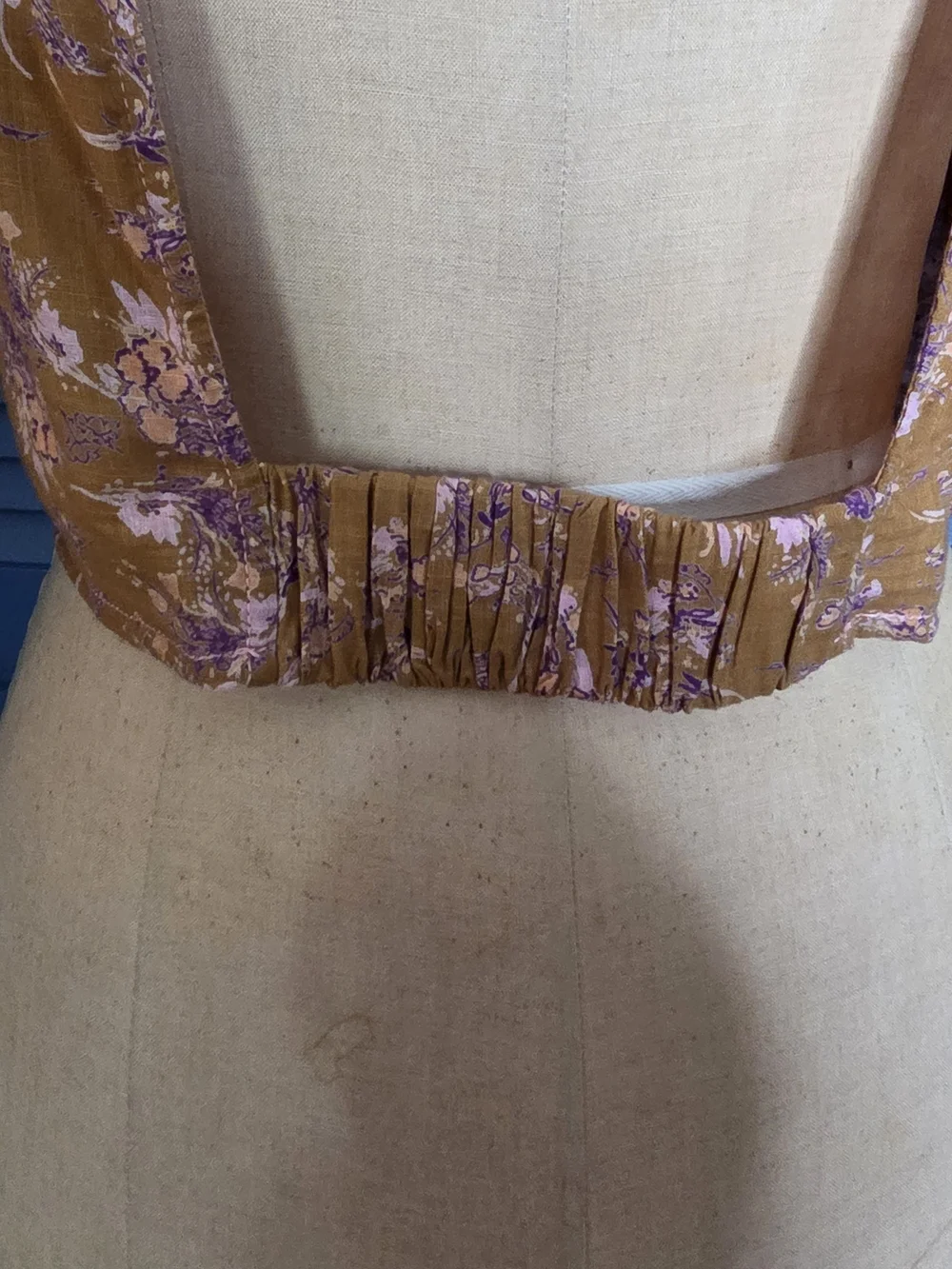 Free People Monica Puff Sleeve Crop Top Floral Gold Leaf L